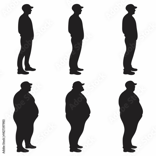 silhouette vector illustration of overweight male