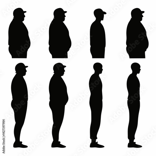 silhouette vector illustration of overweight male