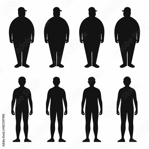 silhouette vector illustration of overweight male
