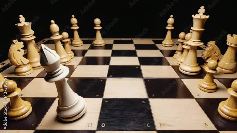 Animated Chessboard with Self-Moving Pieces | Strategic Battle | Top-Down to Angled Zoom Shot Animated Chessboard with Self-Moving Pieces | Strategic Battle | Top-Down to Angled Zoom Shot