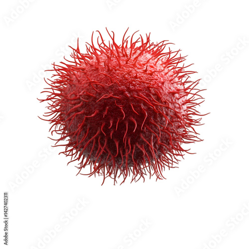 Red spiky cell microscopic view disease research,