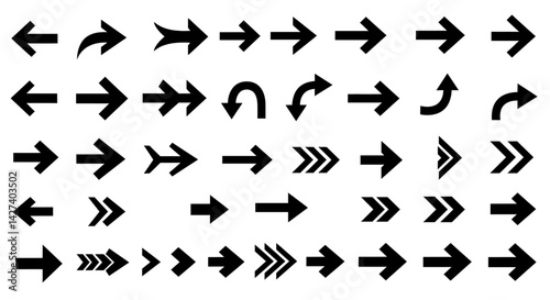 Array of black arrow icons