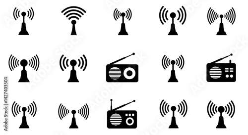 Antennas and radios symbolize wireless technology
