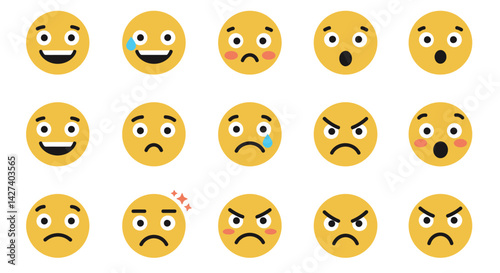 Array of Yellow Emoji Faces