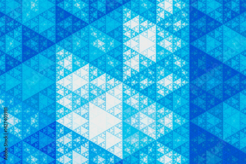 Abstract geometric isometric triangles pattern background. Fractal render, based on the Sierpinski Triangle.