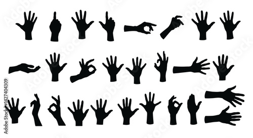 Silhouette hand gestures form pattern