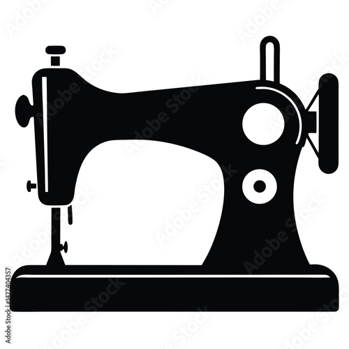 Isolated Black vector Tailer Element sewing machine With White Background