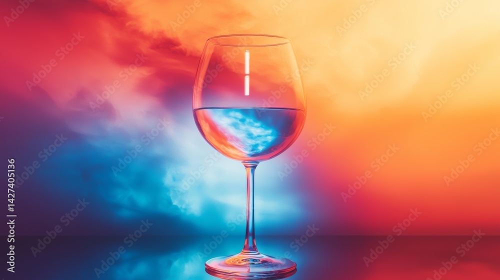 Obraz premium A colorful glass of water against a vibrant background of swirling hues.