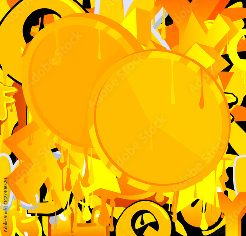 Gold Coin graffiti. Abstract modern street art decoration performed in urban painting style.
