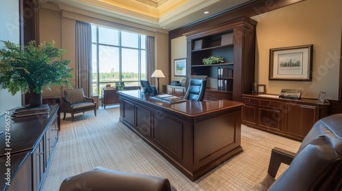 Luxurious Executive Office with Panoramic Lake View