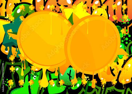 Gold Coin graffiti. Abstract modern street art decoration performed in urban painting style.