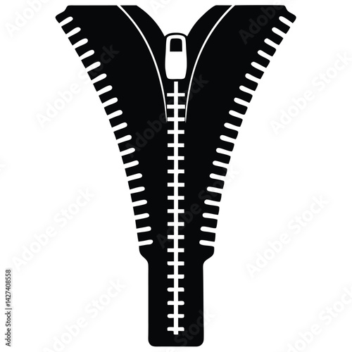 Isolated Black vector Tailer Element zipper With White Background