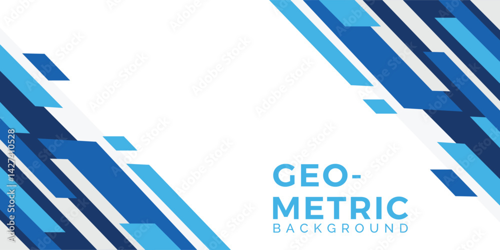 abstract blue geometric overlapping diagonal corner border banner background