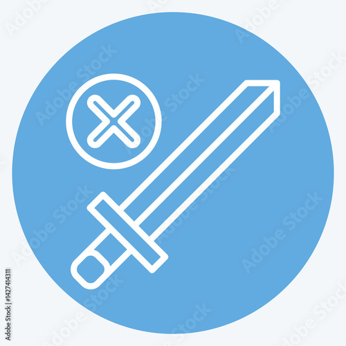 Icon No War. related to World Peace symbol. blue eyes style. design editable