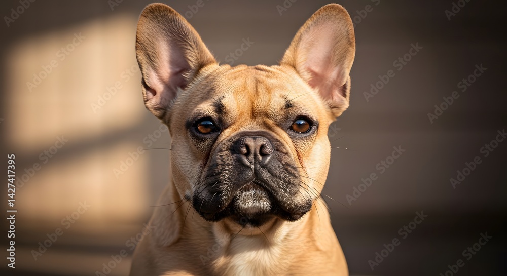 Cute French Bulldog Portrait with Expressive Eyes and Tan Fur Cute French Bulldog Portrait with Expressive Eyes and Tan Fur