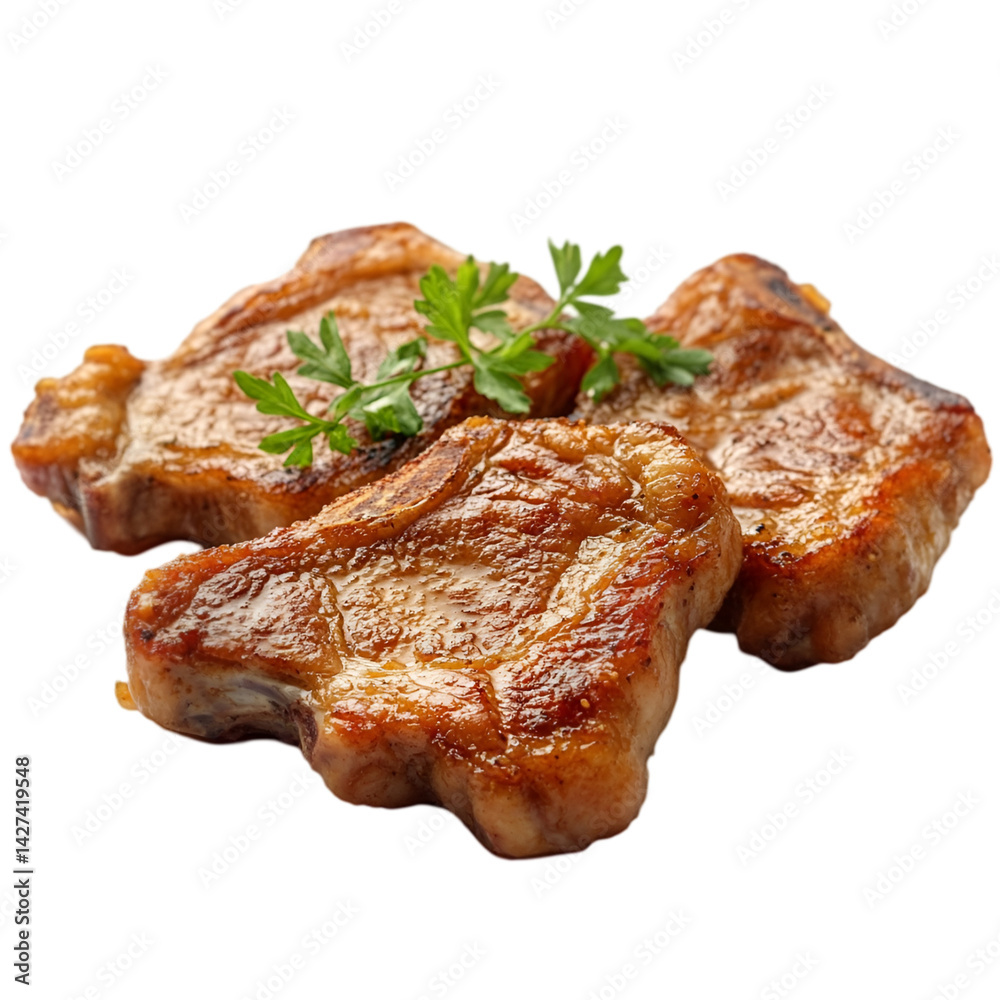 Delicious Grilled Pork Chops with Parsley Garnish Delicious Grilled Pork Chops with Parsley Garnish