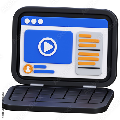 3d render e-course icon