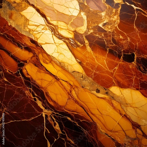 A luxurious golden marble design combining deep amber hues with radiant gold veins, ideal for an opulent aesthetic