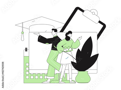 Education and learning people flat vector concept hand drawn illustration
