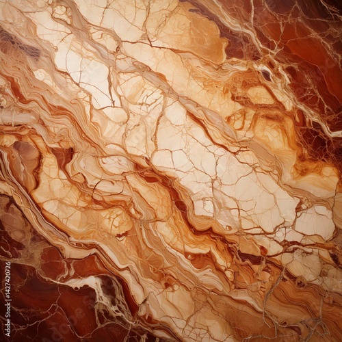 A vintage-inspired marble texture in earthy tones of brown and tan, with intricate swirling veins for a rustic yet refined look