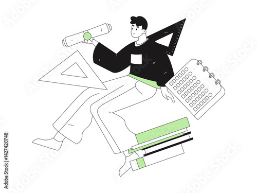 Education and learning people flat vector concept hand drawn illustration
