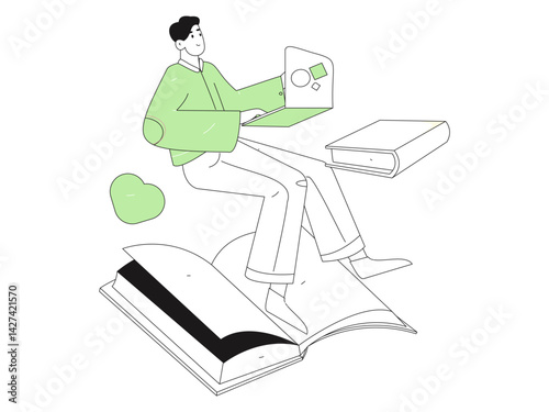 Education and learning people flat vector concept hand drawn illustration
