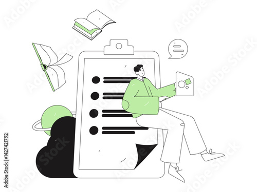 Education and learning people flat vector concept hand drawn illustration
