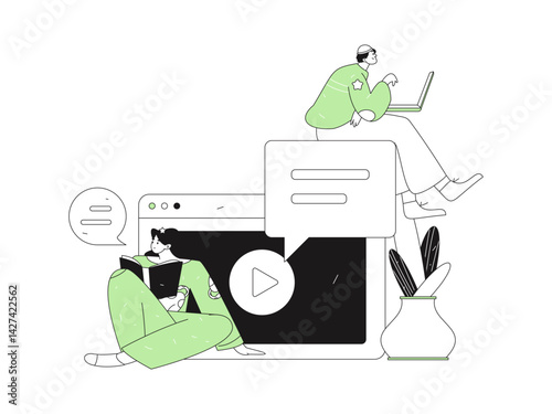 Education and learning people flat vector concept hand drawn illustration
