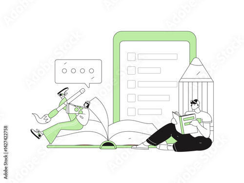 Education and learning people flat vector concept hand drawn illustration
