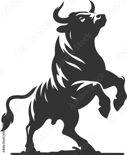 Angry bull angus cattle vector silhouette