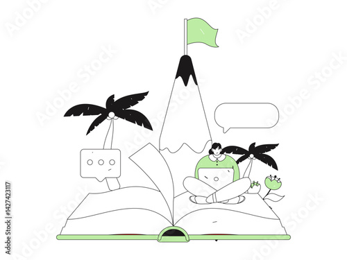 Education and learning people flat vector concept hand drawn illustration
