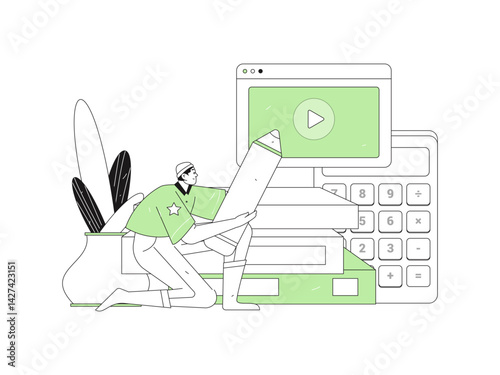 Education and learning people flat vector concept hand drawn illustration
