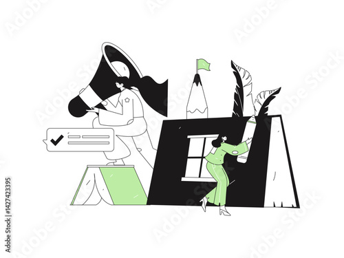 Education and learning people flat vector concept hand drawn illustration

