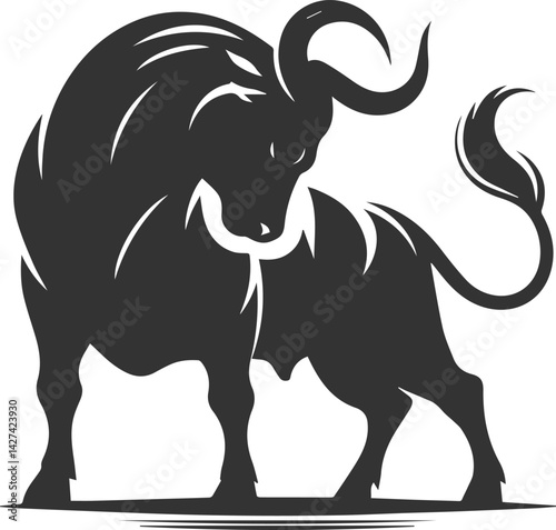 Angry bull angus cattle vector silhouette
