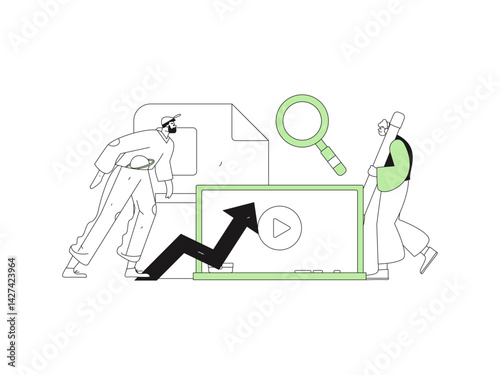 Education and learning people flat vector concept hand drawn illustration
