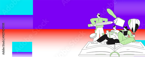 Education and learning people flat vector concept hand drawn illustration
