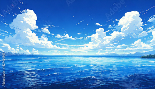 Wallpaper Mural 海　青空　生成AI　背景　 Torontodigital.ca