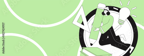 Education and learning people flat vector concept hand drawn illustration
