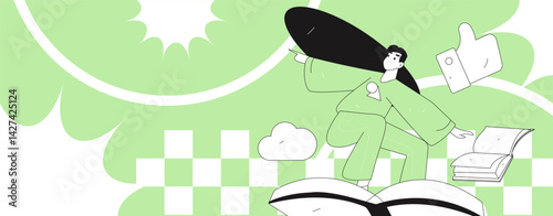 Education and learning people flat vector concept hand drawn illustration
