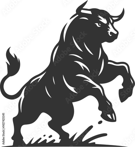 Angry bull angus cattle vector silhouette