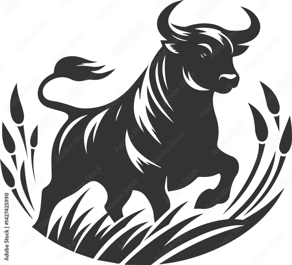 Angry bull angus cattle vector silhouette Angry bull angus cattle vector silhouette