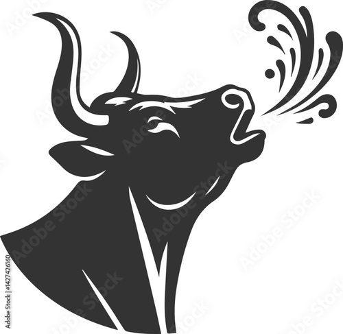 Angry bull angus cattle vector silhouette