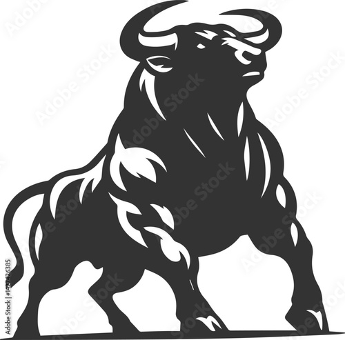 Angry bull angus cattle vector silhouette