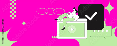 Education and learning people flat vector concept hand drawn illustration
