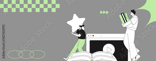 Education and learning people flat vector concept hand drawn illustration
