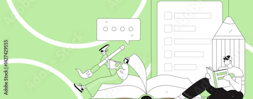 Education and learning people flat vector concept hand drawn illustration
