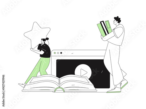 Education and learning people flat vector concept hand drawn illustration
