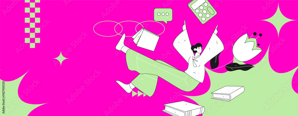 Education and learning people flat vector concept hand drawn illustration
