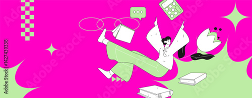 Education and learning people flat vector concept hand drawn illustration
