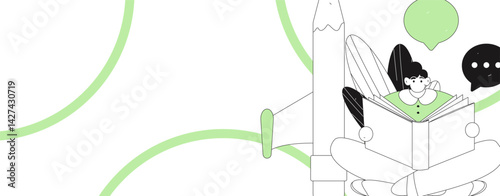 Education and learning people flat vector concept hand drawn illustration
